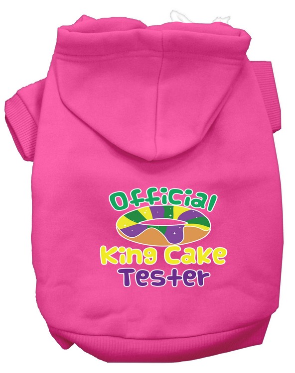 King Cake Taster Screen Print Mardi Gras Dog Hoodie Bright Pink L